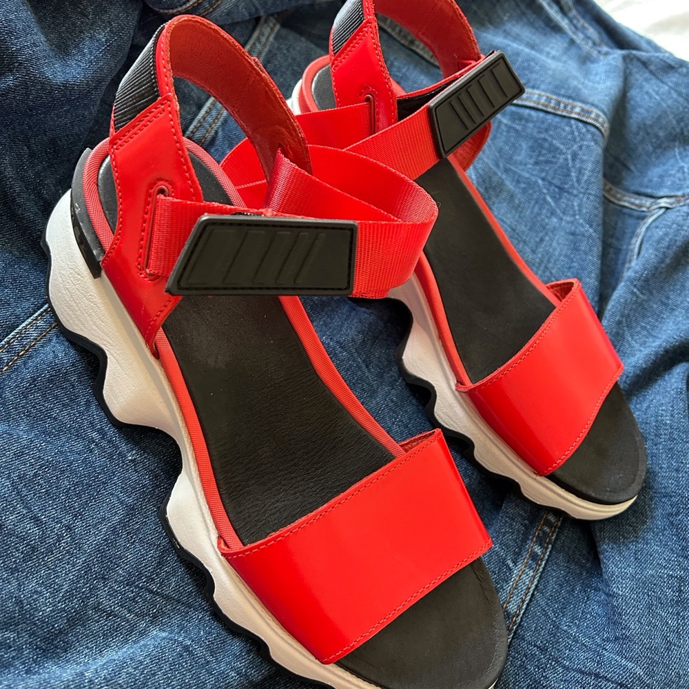Sorel Red platform sandals.  Size 8.5